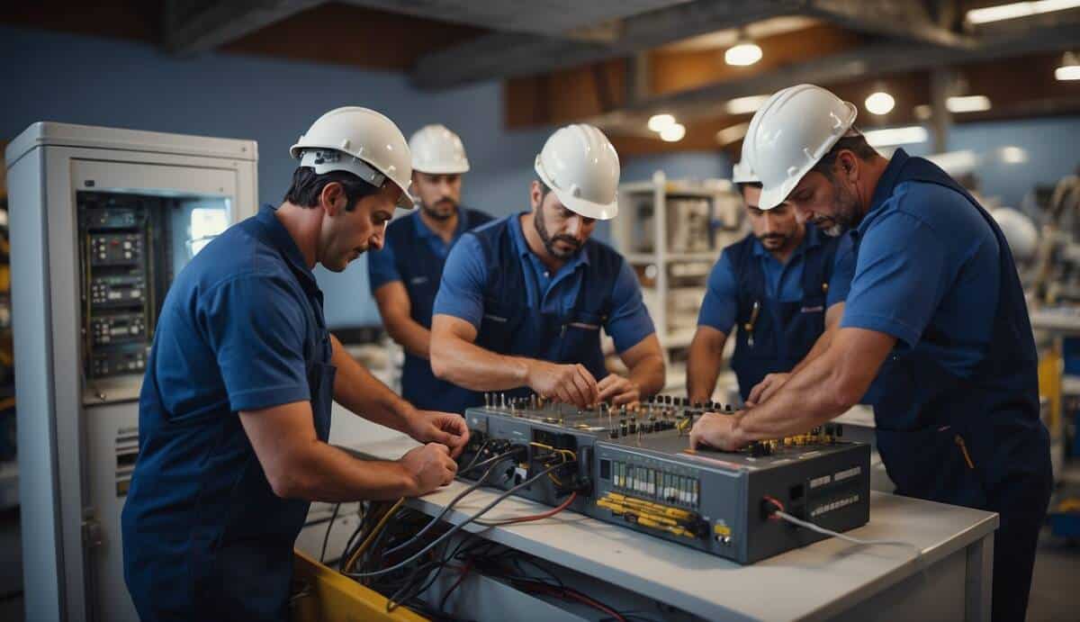 A group of certified electricians working on various electrical tasks in Las Palmas de Gran Canaria, showcasing their expertise and professionalism