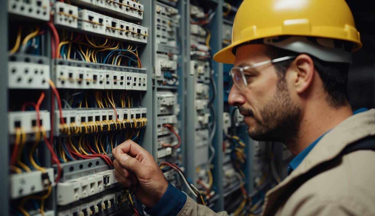 An electrician carefully inspecting wiring. Top 5 electricians in Lorgoño listed