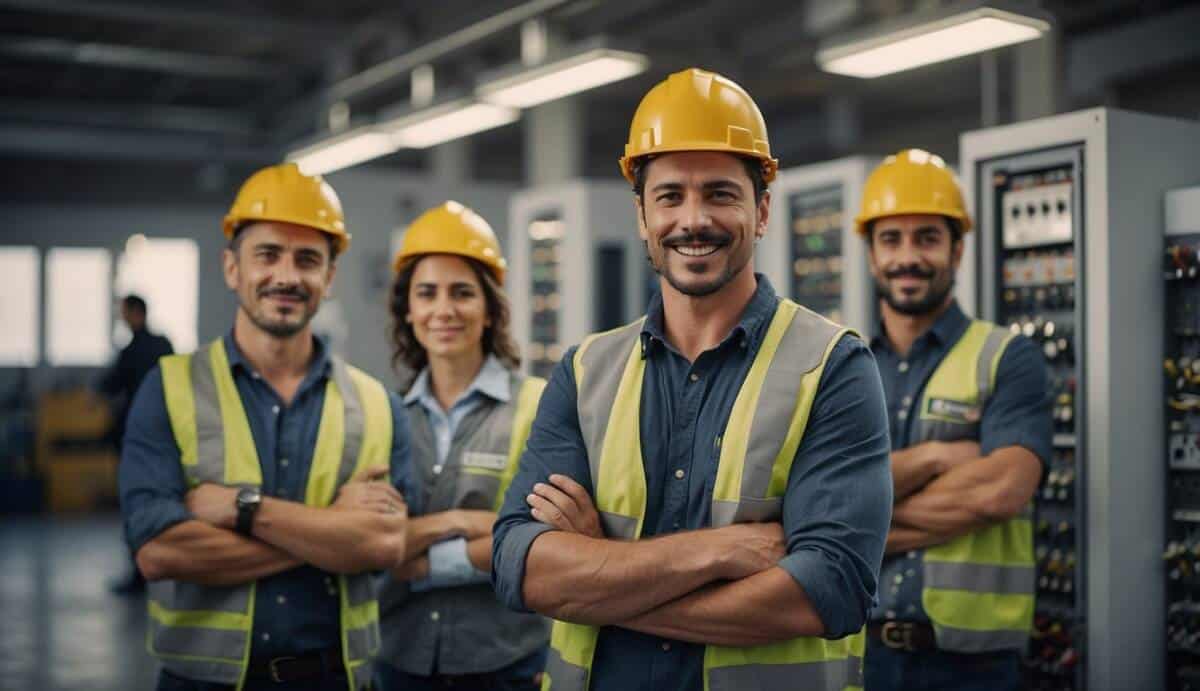 A group of certified electricians in La Coruña showcasing their expertise and professionalism through their top-notch electrical work