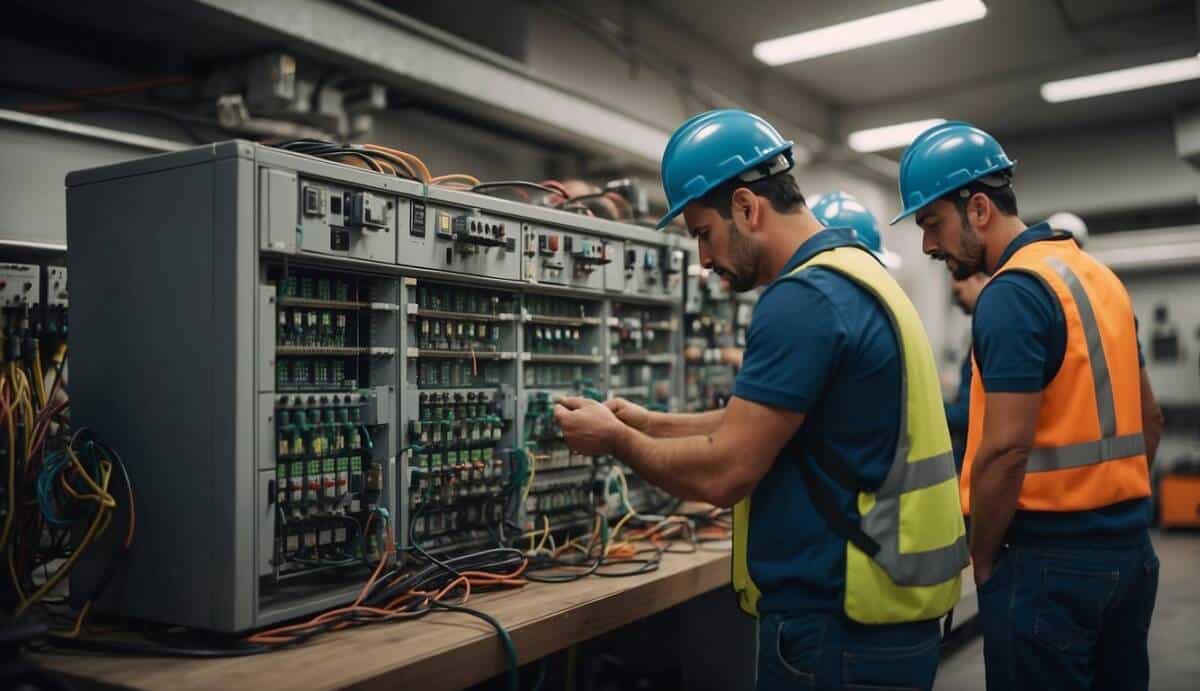 A group of qualified electricians working on various electrical tasks in Alcalá de Guadaíra, showcasing their expertise and importance