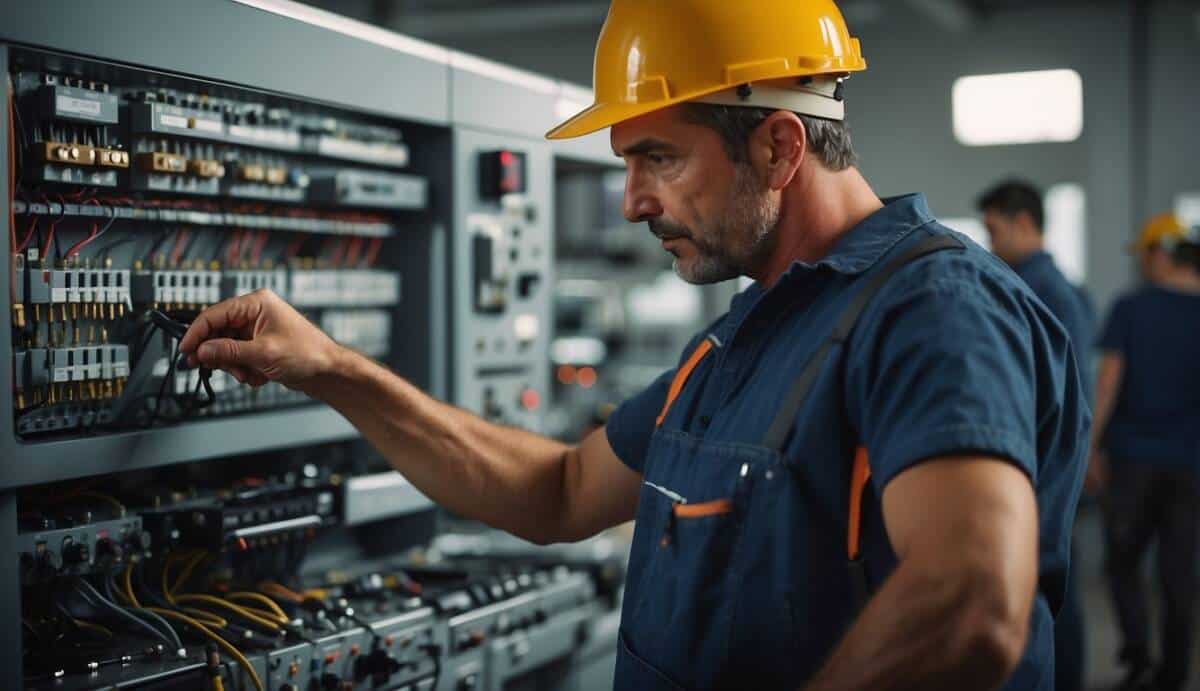 A group of electricians in Castelldefels, Spain, offering their services. Tools and equipment are displayed, showcasing their expertise